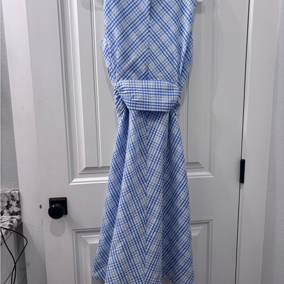 Anne Klein Asymmetrical Blue Plaid Dress - Picture 3 of 5